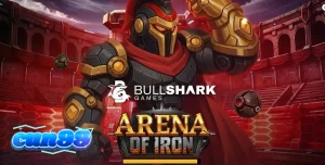 Tampilan visual futuristik slot Arena of Iron dengan robot gladiator